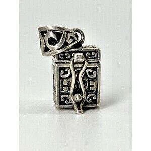 Sterling Silver Prayer Box Pendant Love Hope Faith Cross Signed IH IBB 925 FREE